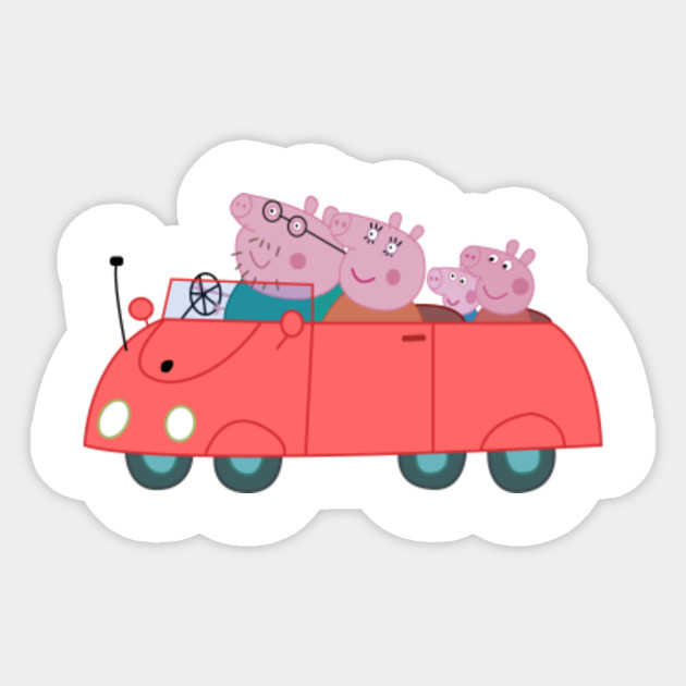 Peppa Pig and Family in the Car Peppa Pig Sticker TeePublic